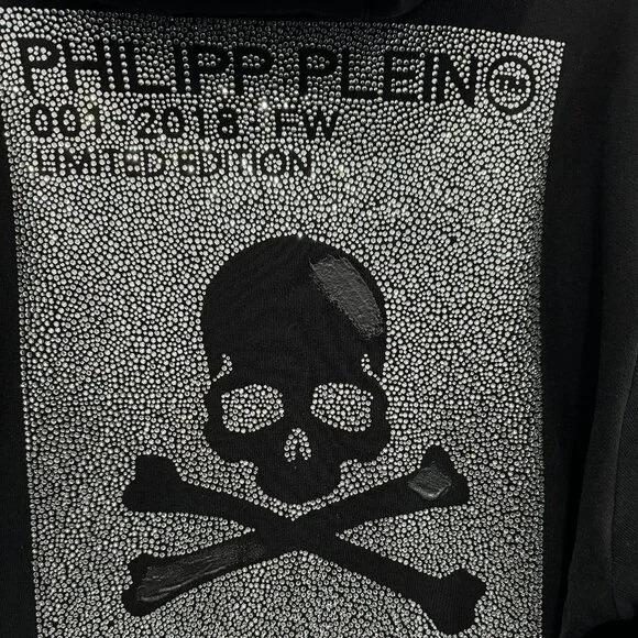 Philipp Plein Skull-print rhinestone-embellished hoodie, Size EU 3XL/US XL-2XL